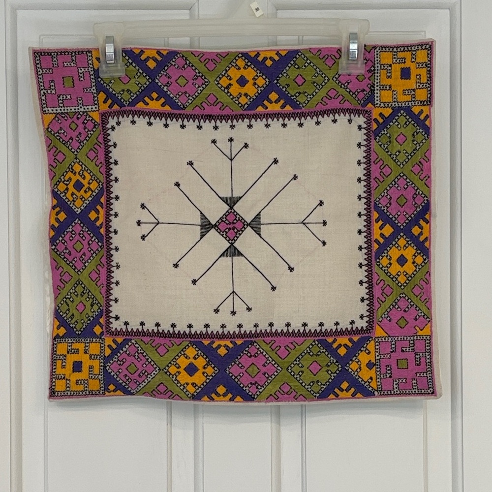Colorful Embroidered Geometric Patterned Accent Throw Pillow Pillowcase New